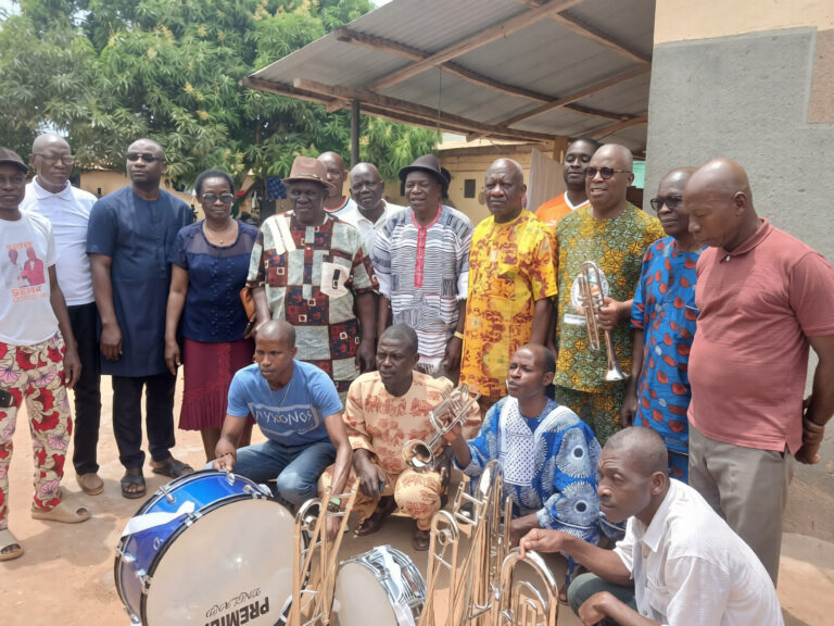 Kononfla: Local brass band presented to the chief and notables to seek their blessing